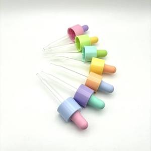 Pipet Kaca dengan Dot Karet 20mm 20/410, Plastik, Cincin Hijau Kuning Ungu Biru Pink Satu Warna, Penetes untuk Botol Kaca 1oz - Product Image 1