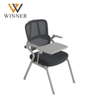 Chaise de formation ergonomique au design moderne avec support lombaire, réglable en hauteur, tablette d'écriture pliable, chaise en maille pour bureau à domicile