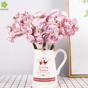 Artificial Camellia Bouquet 24 Heads Silk Flower Wedding Home Decor Made In China - Product Image 4