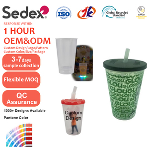 Custom Printed Reusable Plastic Promotional Cup With Lid and Straw for Marketing Campaigns OEM Logo Packaging Figurine Factory