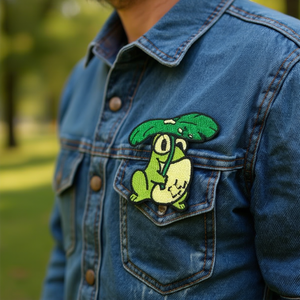 Patch en tissu Ilaan Frog 5,7x6cm, appliqué thermocollant pour vêtements - Product Image 3