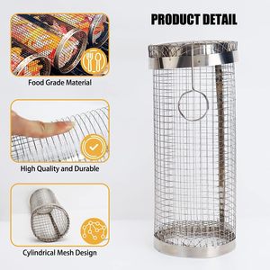 Cesta de barbacoa rodante de alta calidad, parrilla redonda de acero inoxidable para barbacoa, malla para barbacoa, rebanadas de verduras, cesta para <span class=keywords><strong>asador</strong></span> - Product Image 2