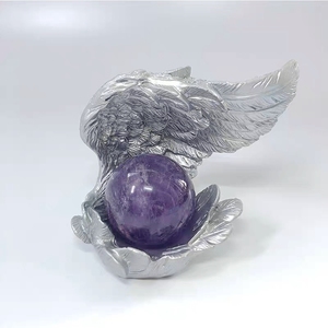 Fourniture en gros ailes d'ange ailes de plumes Base de boule en résine artisanat en cristal - Product Image 5