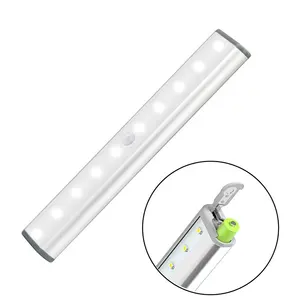 Luz LED inalámbrica con Sensor de movimiento para debajo del armario, lámpara con batería PIR, iluminación de 10 LEDs para armario, luz nocturna