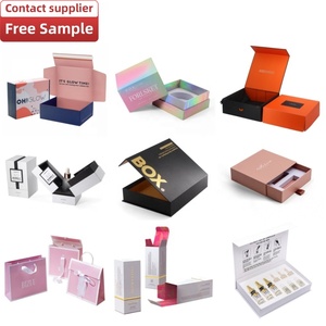 Boîte <span class=keywords><strong>à</strong></span> bijoux longue en carton avec logo personnalisé taille pour coffrets cadeaux collier emballage en velours - Product Image 2