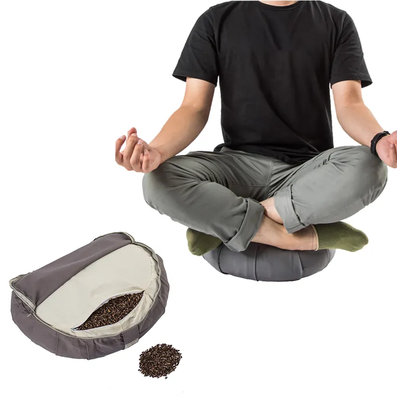 Vente en gros de base de jeu de sol coussin de méditation de yoga biologique extérieur naturel oreiller de méditation rond