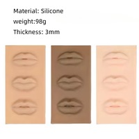 Peau d'entraînement souple en silicone de haute qualité pour studio de formation, 3 lèvres, 3 couleurs de peau, en gel de caoutchouc souple, pour microblading et semi-maquillage