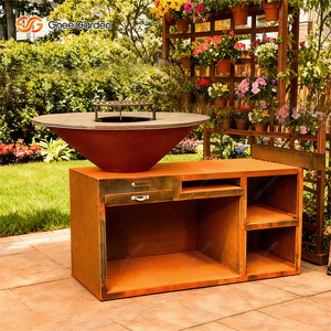 Parrilla de Exterior de Acero Corten GneeGarden, Brasero Moderno para Carbón, Acabado Mate, Resistente para Uso en Jardín - Product Image 1