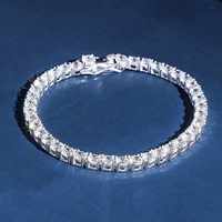 Bracelet de luxe Hip Hops en moissanite 2 mm 3 mm 4 mm 5 mm, chaîne tennis en diamant synthétique glacée, collier en argent
