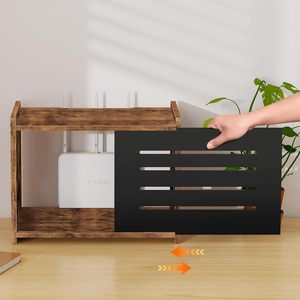 Étagère pour routeur, cache-boîtier Wi-Fi en bois, support d'étagère pour projecteur, boîte de rangement pour routeur et modem, gestion des câbles et cache-raccords pour multiprise - Product Image 2