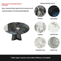 Natürlicher Marmor Luxus Moderner runder Esstisch 8-Sitzer Restaurant Verwenden Sie High-End Blue Jade Micro lite Super Crystal Stone