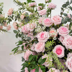 DKB Hot Sale Silk Artificial Flower Arch 6-7ft Height Green Leaf <b>Pink</b> Wedding Event <b>Backdrop</b> Decoration - Product Image 3