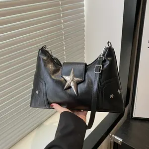 Bolso Hombro Estilo Punk Diseño Estrella para Mujer, Casual Y2k Genial, Bolso Bandolera de PU para Chicas, Bolsos de Mano y para Teléfono Bajo el Brazo - Product Image 1