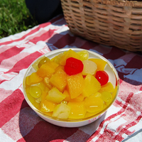 [Qualité d'exportation] Fruits tropicaux mélangés au sirop naturel-Boîte à cocktail de 6 variétés, ingrédient de dessert prêt à manger, paquet de 425g * 24