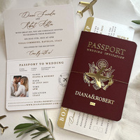 Ensemble d'invitations de mariage « Destination Bourgogne » – Papeterie de mariage, carte RSVP style carte d'embarquement, invitation de mariage dorée à chaud