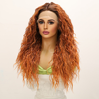 Nouvelle perruque 2026 pour femme, cheveux bouclés et volumineux, perruque en dentelle orange, cheveux naturels et mignons, style Hermione, Europe et États-Unis.