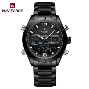 Reloj Analógico de Cuarzo NAVIFORCE 9232 <span class=keywords><strong>BBB</strong></span> Totalmente Negro con Esfera Grande de Acero Inoxidable para Hombre, Reloj de Pulsera Digital LCD para Hombre con Manecillas Luminosas - Product Image 2