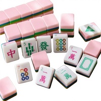 Juego de Fichas de Mahjong Americanas Rosas, 4 Capas, de Resina Acrílica, para 4 Jugadores