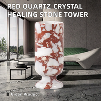 Vente en gros de pierre de réseau rouge naturelle design moderne pointe de cristal de quartz poli intérieur tour de pierres de guérison design graphique