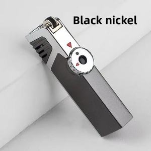 Encendedor de metal recto inflable a prueba de viento de tres fuegos, perforador de cigarros, gas butano visible, venta al por mayor <span class=keywords><strong>JiaXin</strong></span> JX-3901 - Product Image 5
