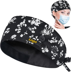 Vải Cotton Điều Dưỡng Chà Cap Lụa Satin Lót Tie Trở Lại Có Thể Điều Chỉnh Làm Việc Mũ Cho Phụ Nữ Người Đàn Ông - Product Image 1