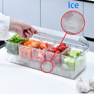 4/5 kompartemen nampan penghias bening server bumbu dingin dengan tutup untuk Bar OEM grosir penyimpan makanan bawah es transparan - Product Image 4