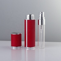 Botol Parfum Kaca Isi Ulang Mini 5ml 10ml Bulat, Portable, Bahan Kulit PU, Semprotan Ulir, Bagian Bawah Dapat Dilepas