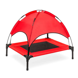 भारी बड़ा कुत्ता आउटडोर कैम्पिंग स्टील फ्रेम सांस लेने योग्य ऊंचा उठा हुआ खाट बिस्तर कुत्ता खाट चंदवा ऊंचा पालतू बिस्तर - Product Image 1