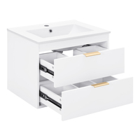 Meuble-lavabo mural flottant moderne en MDF avec porte à fermeture douce et vasque en porcelaine blanche, 24 pouces, livraison gratuite aux États-Unis
