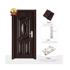 <span class=keywords><strong>Venta</strong></span> directa de fábrica, <span class=keywords><strong>entrada</strong></span> a prueba de viento, apertura abatible, diseño Tropical, puerta de acero para Hotel con marco - Product Image 4