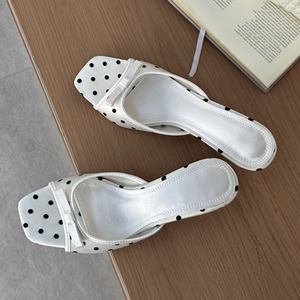 Sandali Estivi <span class=keywords><strong>Eleganti</strong></span> da <span class=keywords><strong>Donna</strong></span> con Punta Quadrata in Raso a Pois, Tacco Basso Sottile, <span class=keywords><strong>Scarpe</strong></span> Casual per Spiaggia e Feste - Product Image 2
