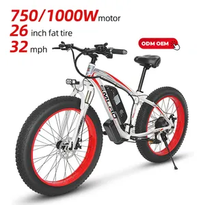2023 Oem ODM barato rápido de largo alcance fuera de la carretera nieve montaña adulto 26 pulgadas 48V bicicleta híbrida 750W 1000W bicicleta eléctrica de neumáticos gruesos