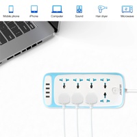 Soket Daya ekstensi standar Universal dengan 4 colokan USB 8 outlet