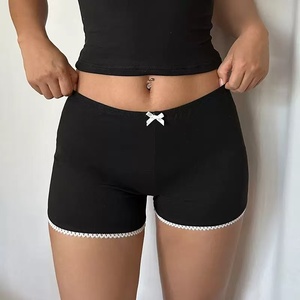 Abbigliamento da donna elegante alla moda personalizzato Hot Girl stretto dimagrante carino nero a vita bassa in pizzo di cotone Mini Shorts Pour Femmes - Product Image 1