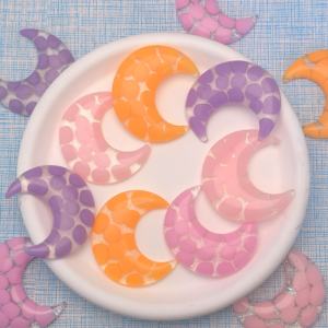 Cabochon large <span class=keywords><strong>lune</strong></span> à dos plat coloré assorti Kawaii DIY résine artisanat décoration <span class=keywords><strong>lune</strong></span> avec paillettes embellissement - Product Image 1
