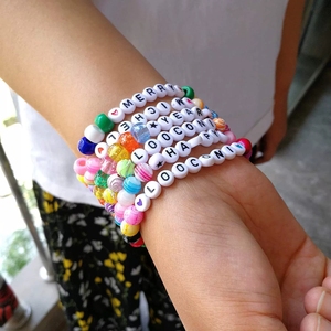 A-Z akrilik alfabet nomor manik-manik DIY Kit perhiasan membuat gelang manik-manik promosi bisnis hadiah gelang manik-manik - Product Image 6