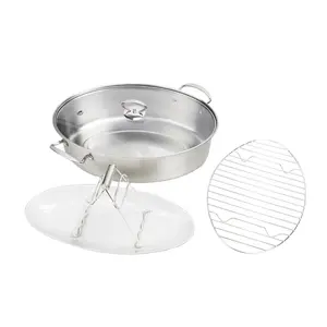 Stainless Steel 304 Oval Fish Steamer Pot With Rack Ceramic Pan Chuck Steamer Poacher Egg Steaming Fish Boiling Soup