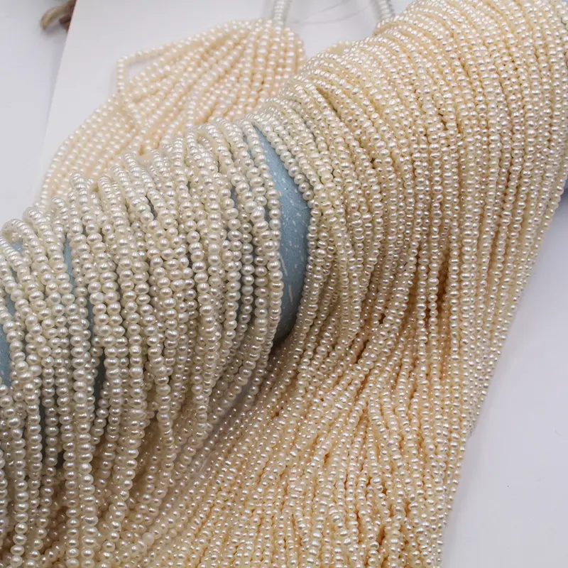 2-3ミリメートルNatural Cultured Freshwater Pearl Beadsラウンド安っぽい真珠Jewelry Making DIY Bracelet Necklace