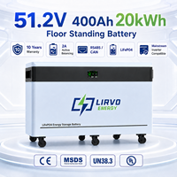 Baterías de Iones de Litio LIRVO de 20kWh 51.2V 400Ah de Larga Duración a Precio de Fábrica, Batería Solar para Hogares Aislados de la Red y Proyectos Solares