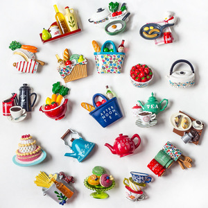Autocollant magnétique 3D en résine, thème repas de thé de l'après-midi de dessins animés créatifs, format moyen, pour aimants de réfrigérateur de commerce extérieur - Product Image 1