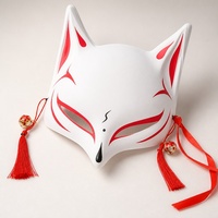 Masque de cosplay intégral en plastique Kitsune Fox Yokai violet pour Halloween et remise des diplômes - Écologique et imperméable