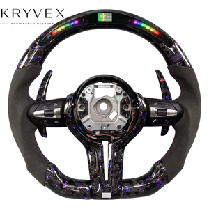 Volante Deportivo Kryvex de 3 Brazos en Fibra de Carbono con LED de Alto Rendimiento, 35 mm, para <span class=keywords><strong>BMW</strong></span> Serie F: F10, F30, F20, F22, F32, F36 - Product Image 1
