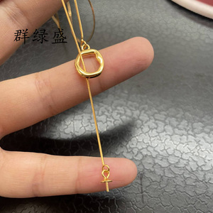 สร้อยคอเงินแท้ Qunlvsheng S925 ดีไซน์มินิมอล ปรับความยาวได้ สีทอง รุ่น XL008 เหมาะสำหรับใส่ทุกวัน ของขวัญ - Product Image 1