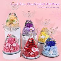 Figurine d'ange en rose éternelle avec lumière LED - Cadeau léger pour maman, anniversaire, fête des mères, grand-mère, épouse, fille, amis