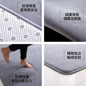 Alfombra de baño de color sólido, rectangular, de lana coral, absorbente, antideslizante, para la entrada del baño, uso doméstico - Product Image 2