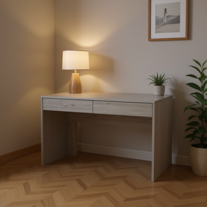 Acanto 2 <b>Drawer</b> Light Gray Writing Computer <b>Desk</b> Wood Surface Home Office Furniture - Product Image 2