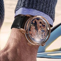 Pour Lucky Harvey Montre-Bracelet Mécanique Automatique de Luxe pour Homme, Design Dragon Unique, Fonction Plongée, Bracelet en Cuir Professionnel 22mm