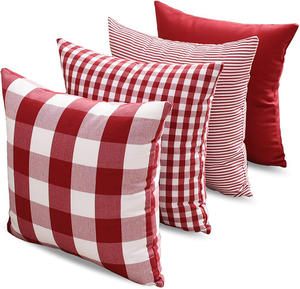 Classic Plaid Rustic Farmhouse Decoración retro moderna Juego de fundas de cojín rojo y blanco - Product Image 1