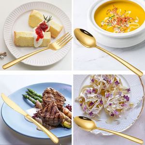 Custom Color Dishwasher Safe Silverware 5pcs Set <b>Thin</b> Handle Flatware European Gold Plated Cutlery Set - Product Image 6