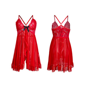 Lingerie Sexy <span class=keywords><strong>per</strong></span> Donne, Babydoll in Pizzo, Camicia da Notte con Scollo a V e Apertura Frontale con Volant - Product Image 4